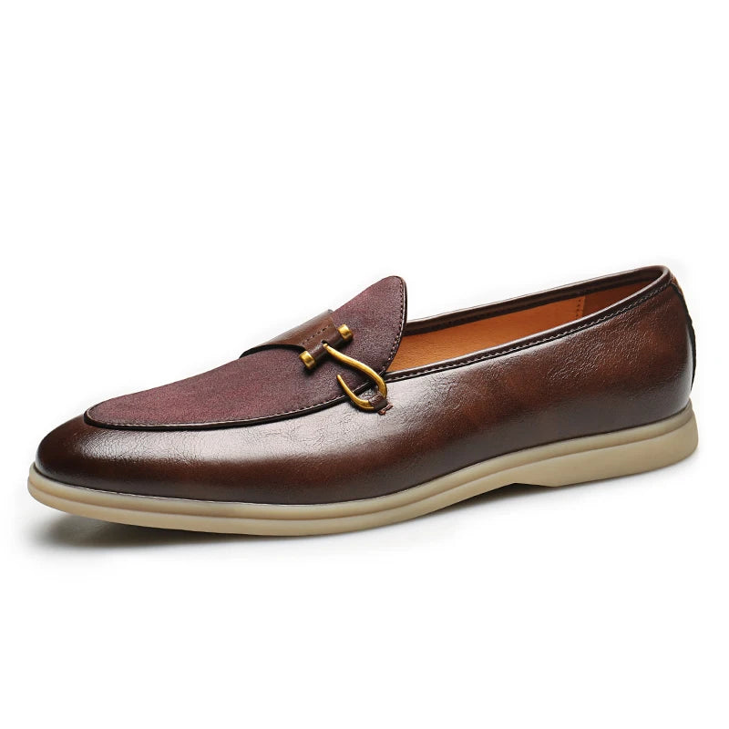 Fashion Men's Classic British Style Loafers Moccasins Men Casual Shoes Suede Leather Mens Light Comfortable Driving Flats