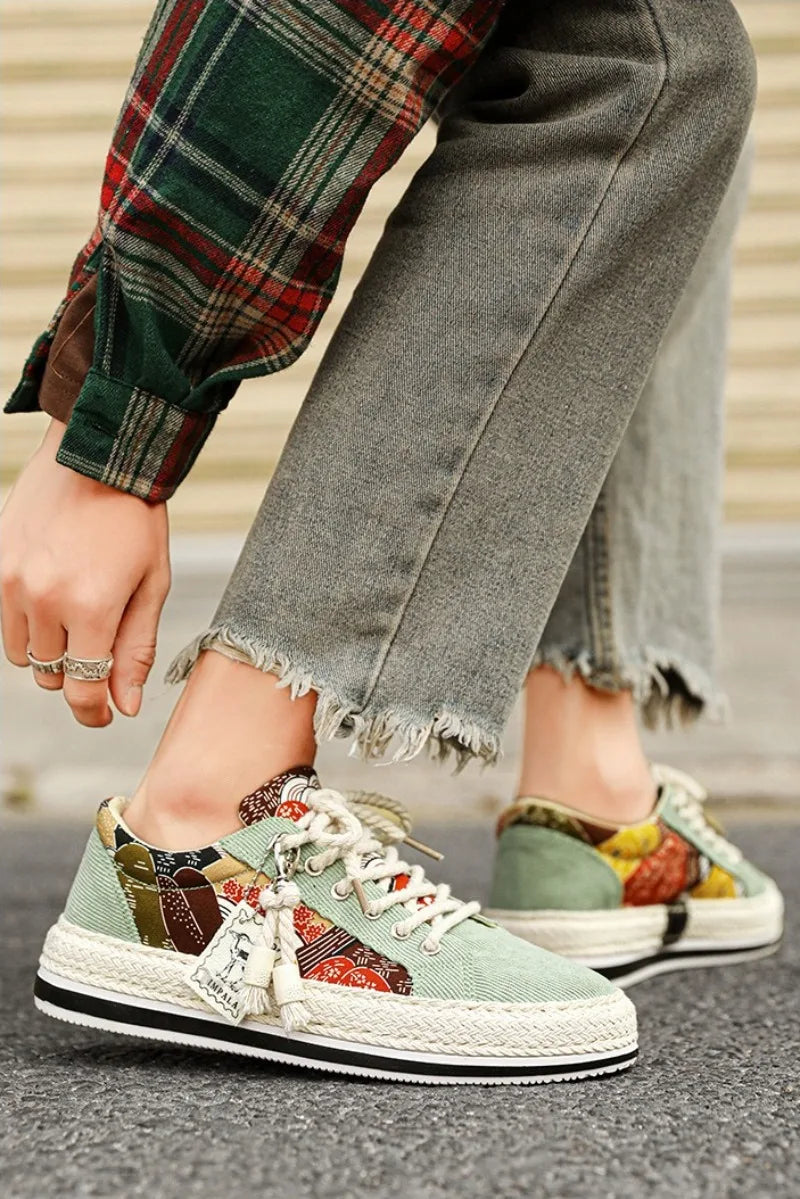 Men's Low-Top Canvas Platform Trainers