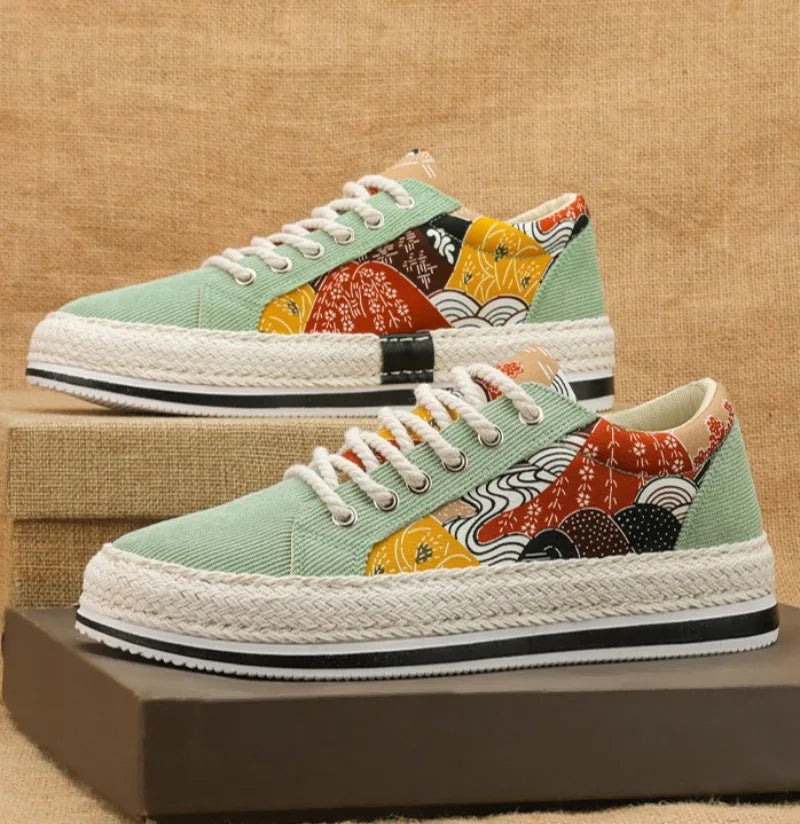 Men's Low-Top Canvas Platform Trainers