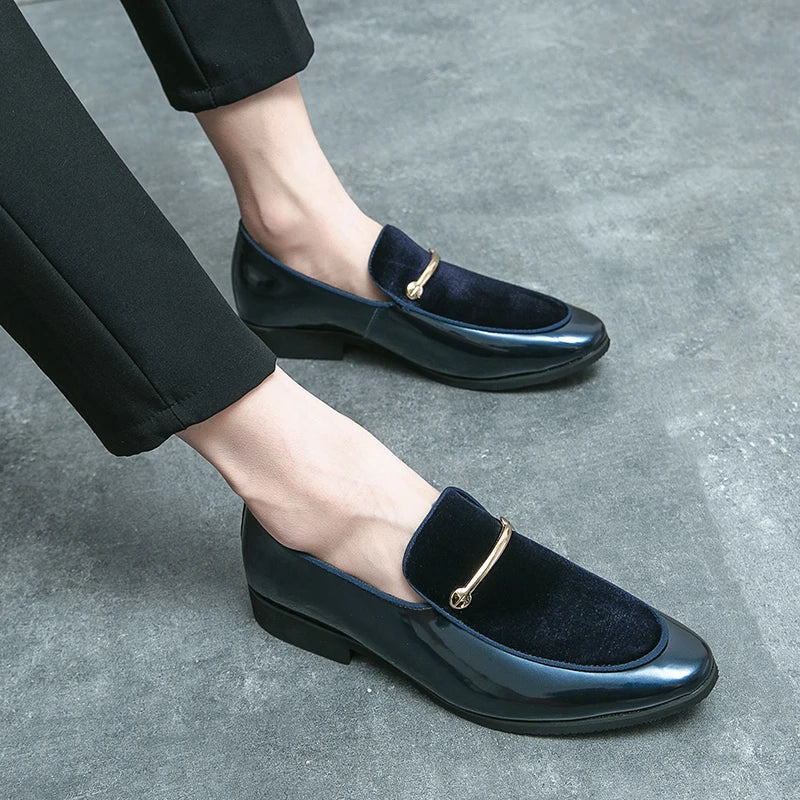 Fashion New Designer Slip on Suede Leather Driving Shoes for Men Black Blue Gentleman Formal Wedding Prom Dress Homecoming
