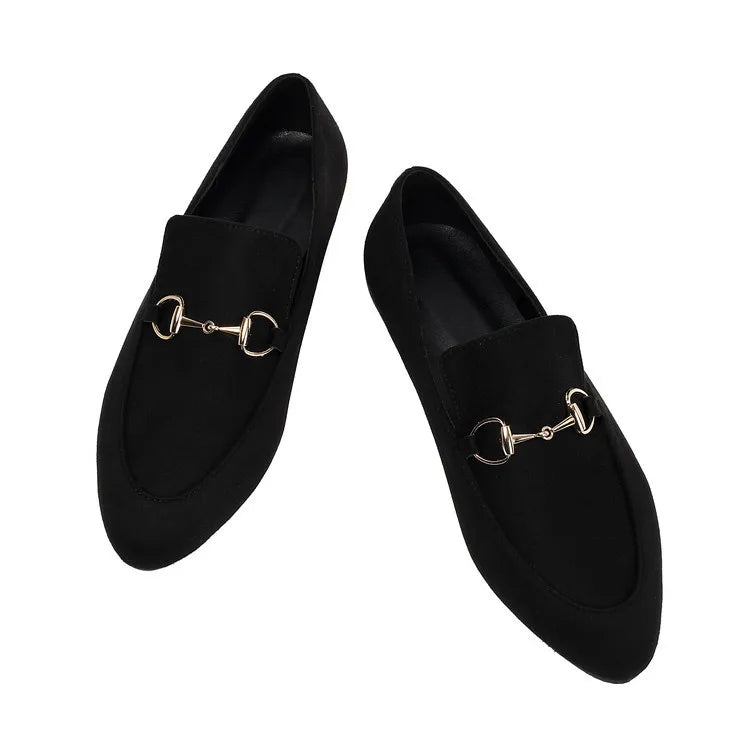 Black Pointed Toe Slip-On Flat