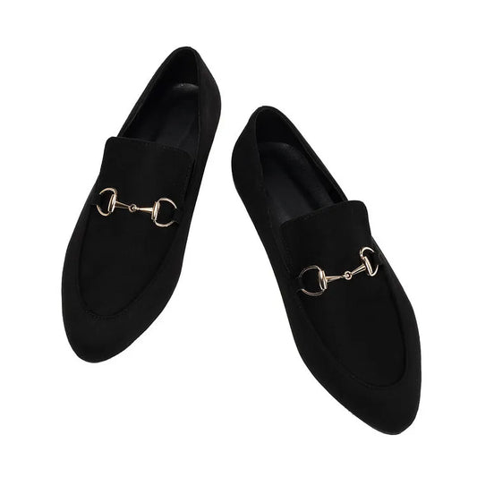 Black Pointed Toe Slip-On Flat