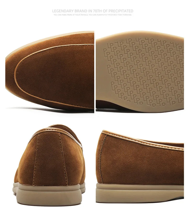 Fashion Men's Classic British Style Loafers Moccasins Men Casual Shoes Suede Leather Mens Light Comfortable Driving Flats