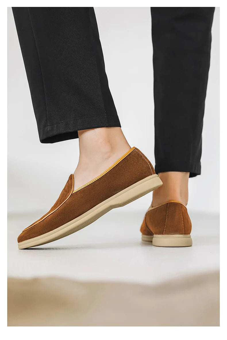 Fashion Men's Classic British Style Loafers Moccasins Men Casual Shoes Suede Leather Mens Light Comfortable Driving Flats