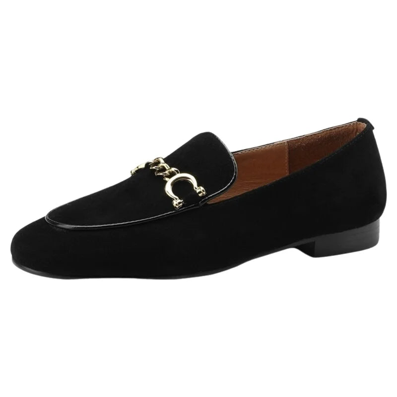 Retro British Style Fleece Lined Flat Bottom Loafers Women's Large Size Slip-On Shoes Matte Finish round Toe Rubber Outsole