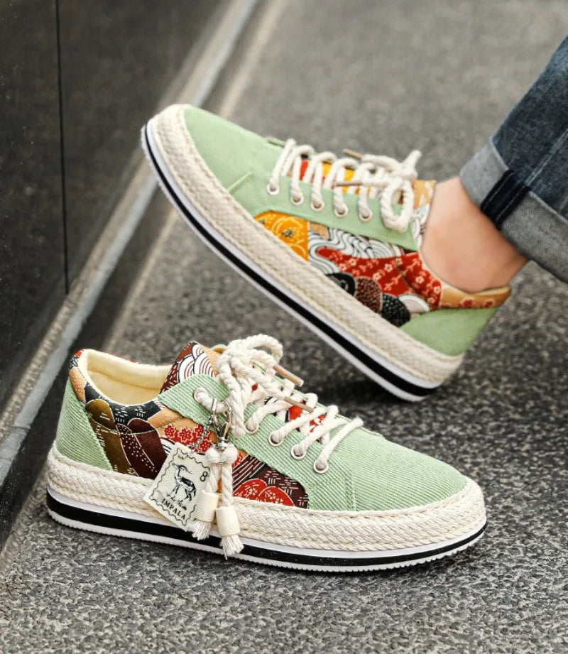 Men's Low-Top Canvas Platform Trainers