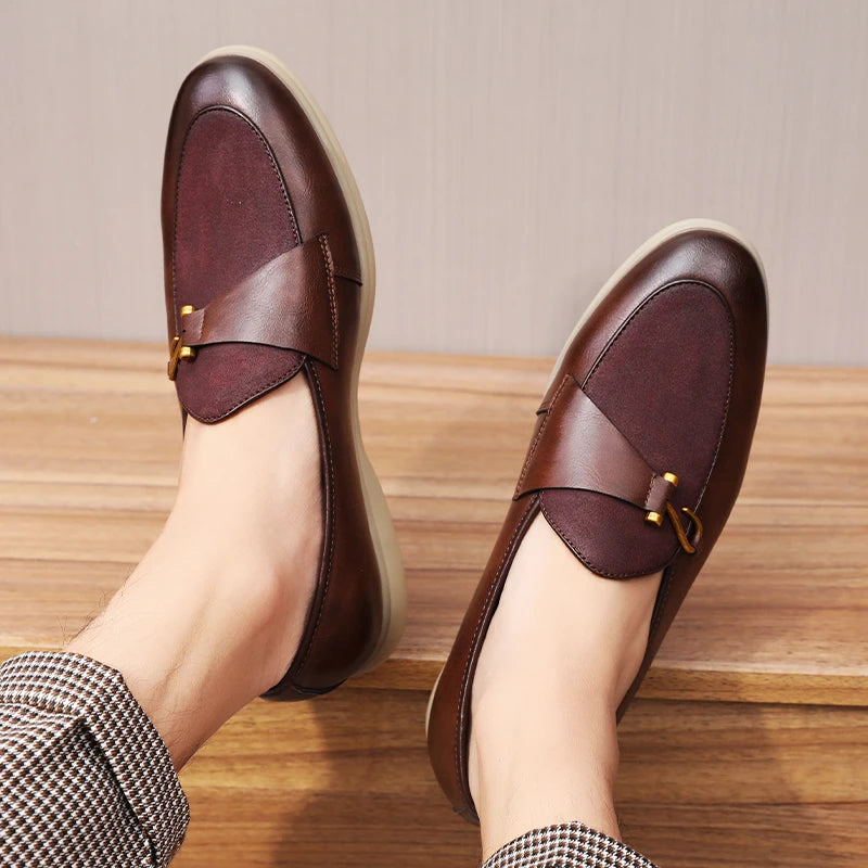 Fashion Men's Classic British Style Loafers Moccasins Men Casual Shoes Suede Leather Mens Light Comfortable Driving Flats
