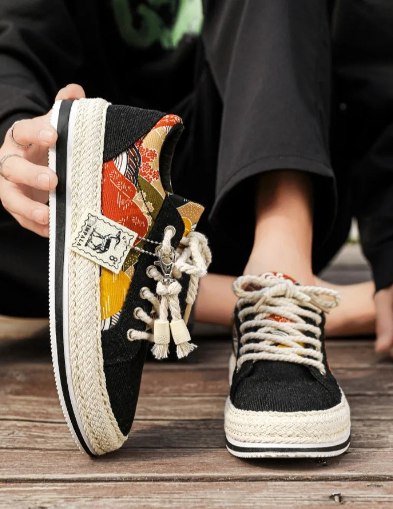 Men's Low-Top Canvas Platform Trainers