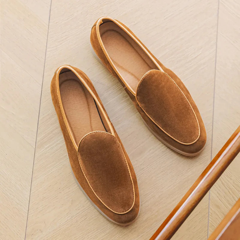 Fashion Men's Classic British Style Loafers Moccasins Men Casual Shoes Suede Leather Mens Light Comfortable Driving Flats