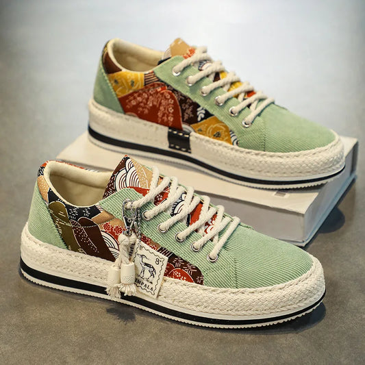 Men's Low-Top Canvas Platform Trainers