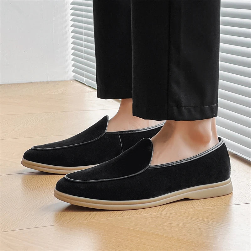 Fashion Men's Classic British Style Loafers Moccasins Men Casual Shoes Suede Leather Mens Light Comfortable Driving Flats