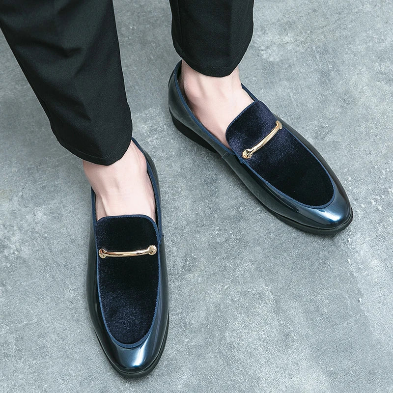 Fashion New Designer Slip on Suede Leather Driving Shoes for Men Black Blue Gentleman Formal Wedding Prom Dress Homecoming