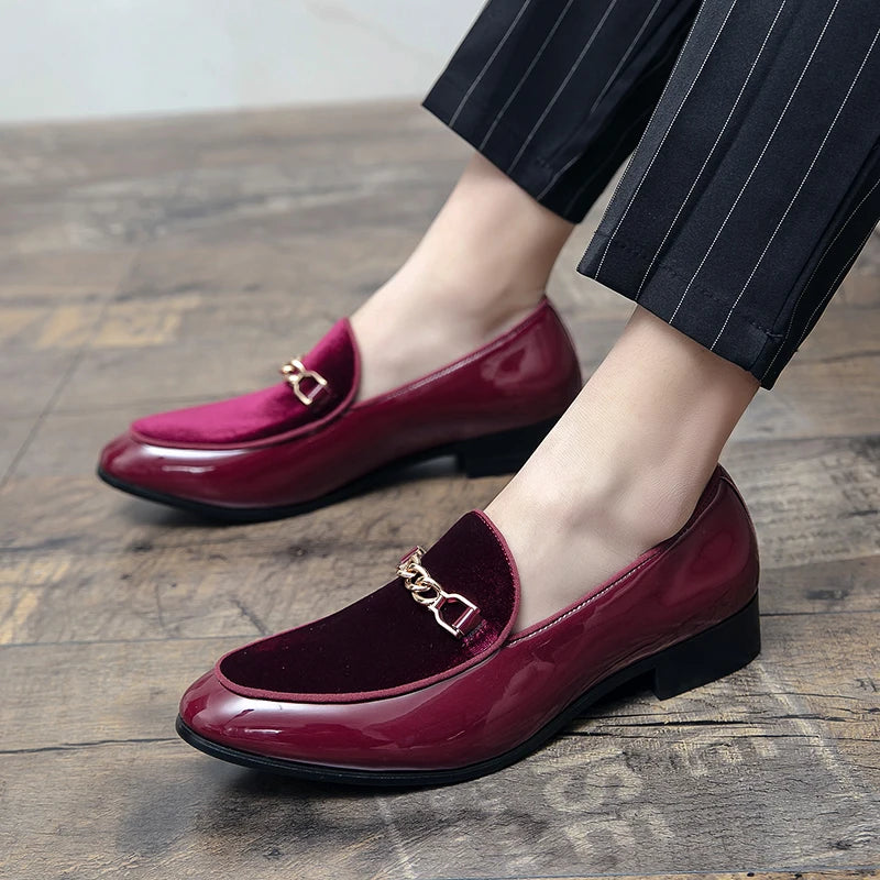 Men's Maroon Pointed Loafers