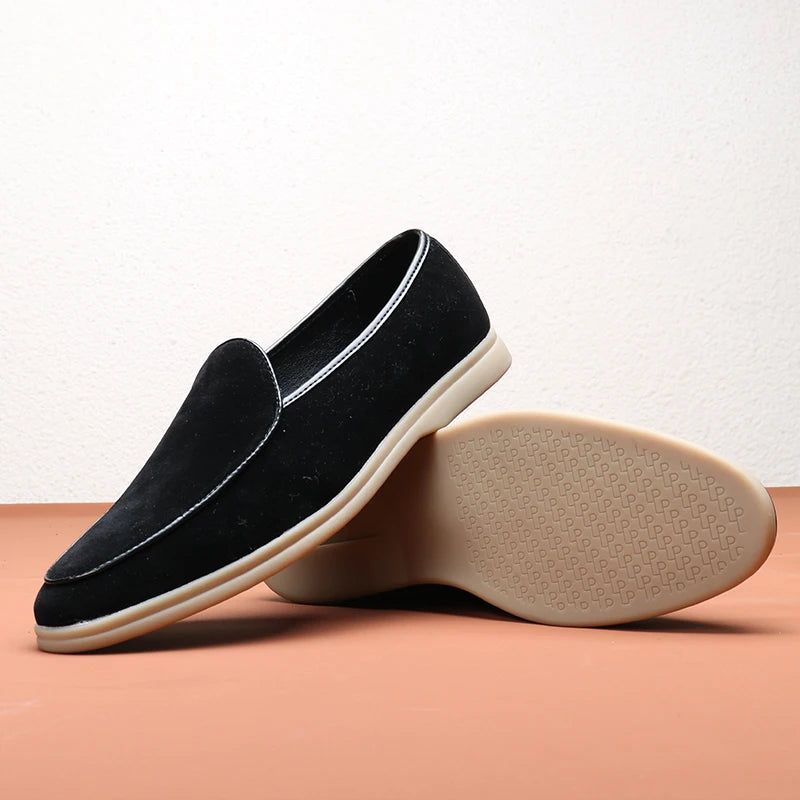 Fashion Men's Classic British Style Loafers Moccasins Men Casual Shoes Suede Leather Mens Light Comfortable Driving Flats
