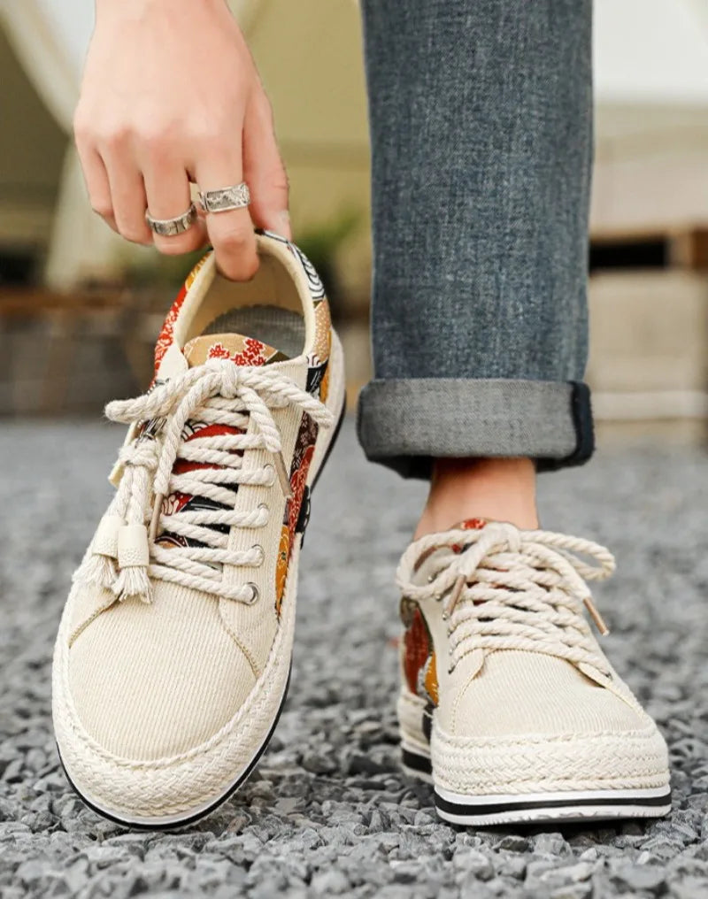 Men's Low-Top Canvas Platform Trainers