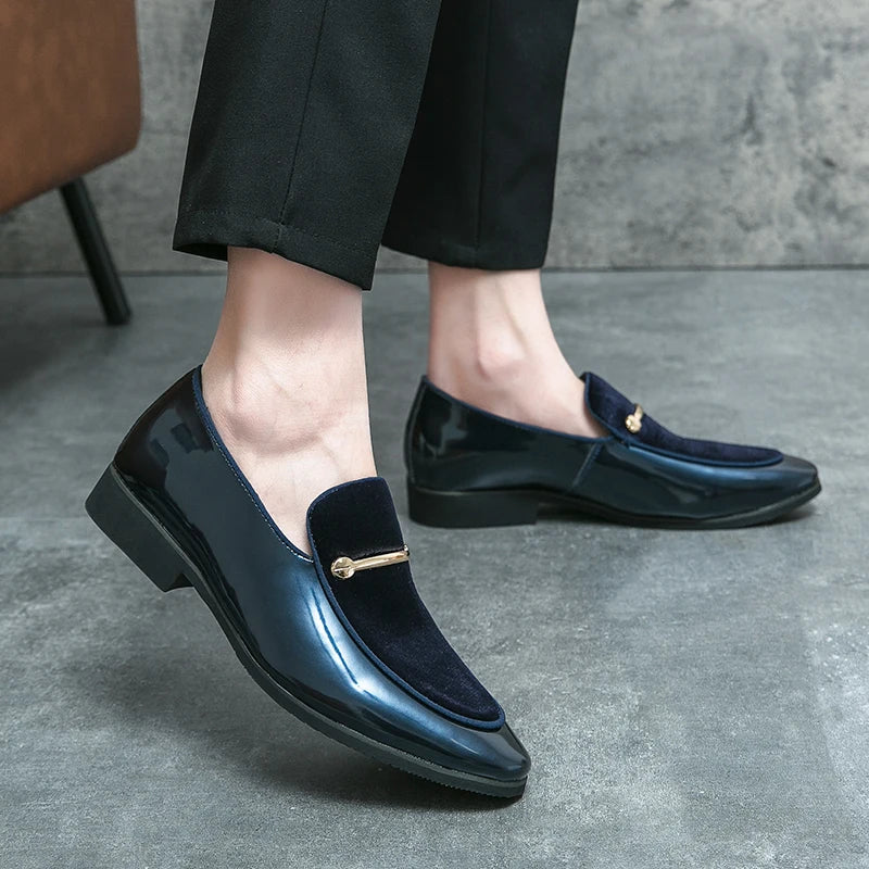 Fashion New Designer Slip on Suede Leather Driving Shoes for Men Black Blue Gentleman Formal Wedding Prom Dress Homecoming