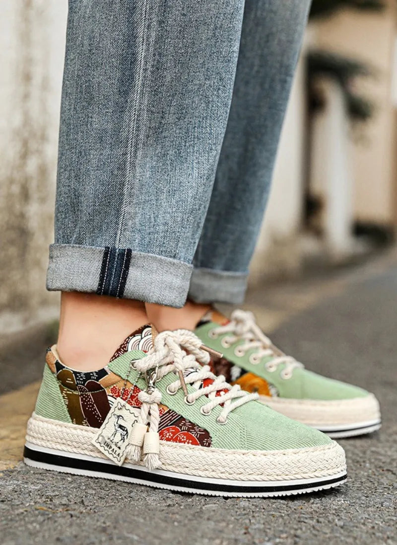 Men's Low-Top Canvas Platform Trainers