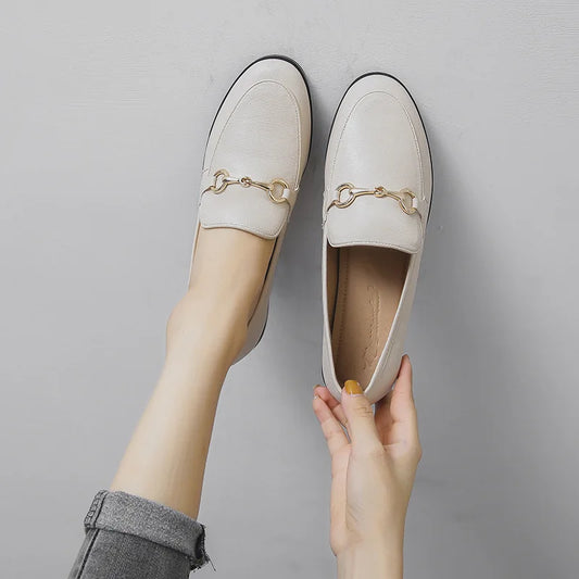 Women's Khaki Buckle Loafers