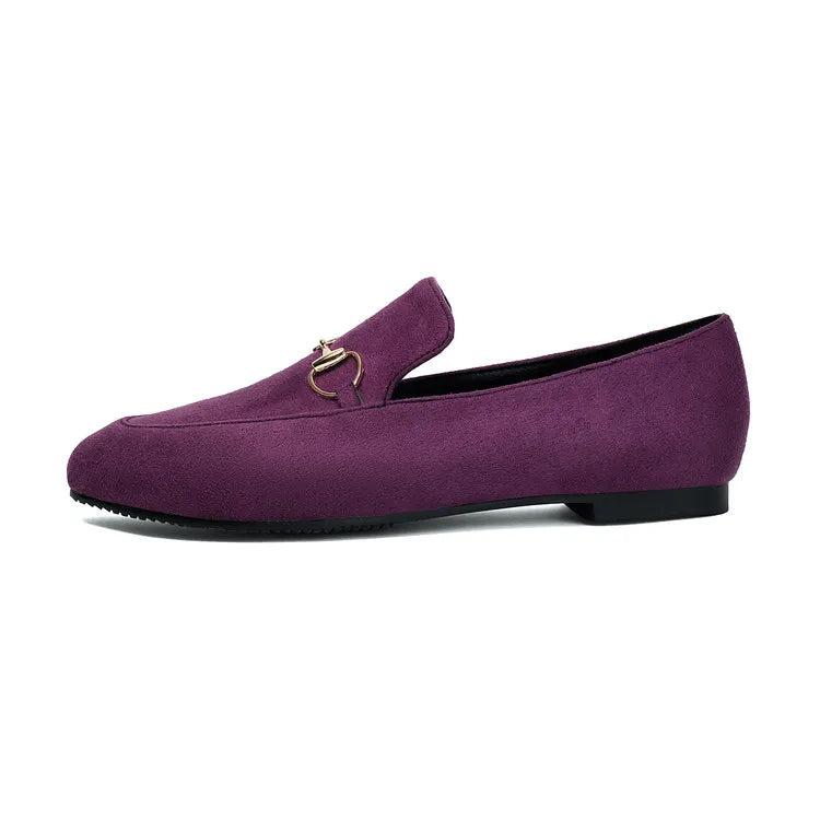 Women Loafers Fashionable Metal Buckle Casual Women's Shoes Flat Shoes Large size women's shoes spring autumn pwomen's shoe