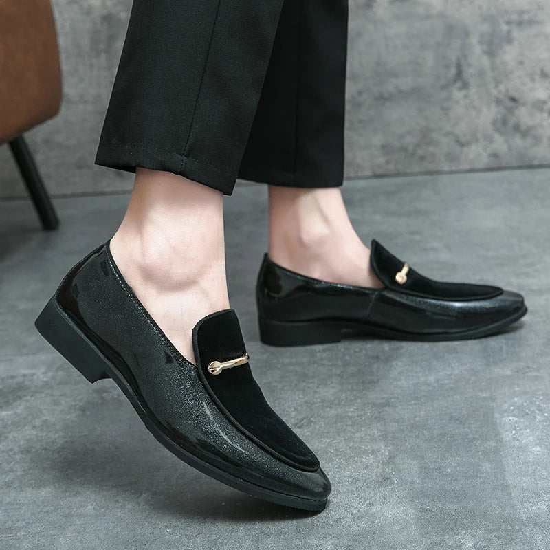 Fashion New Designer Slip on Suede Leather Driving Shoes for Men Black Blue Gentleman Formal Wedding Prom Dress Homecoming