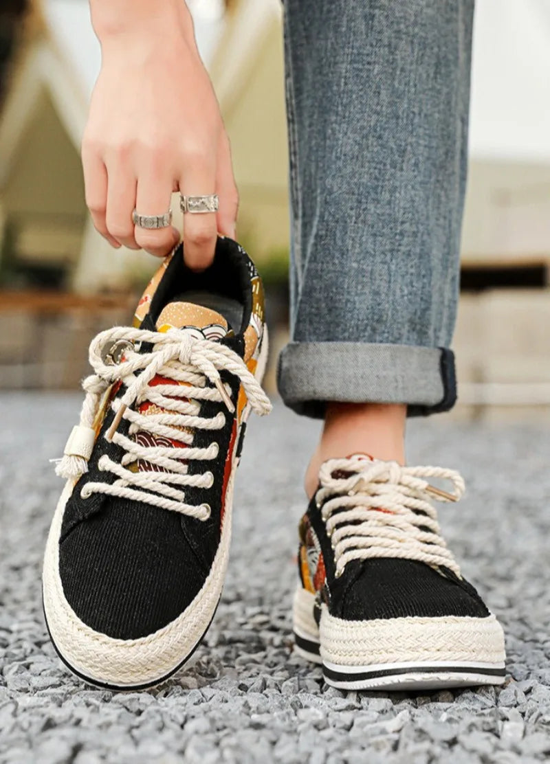 Men's Low-Top Canvas Platform Trainers