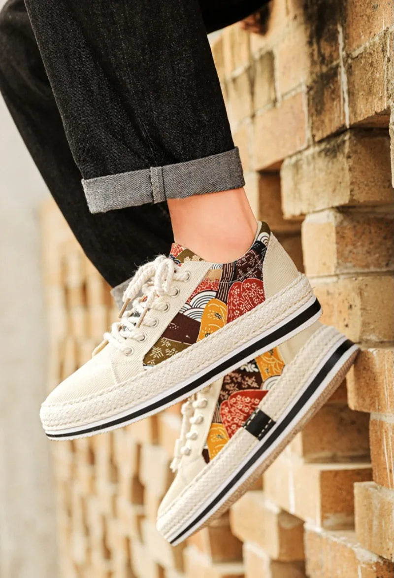 Men's Low-Top Canvas Platform Trainers