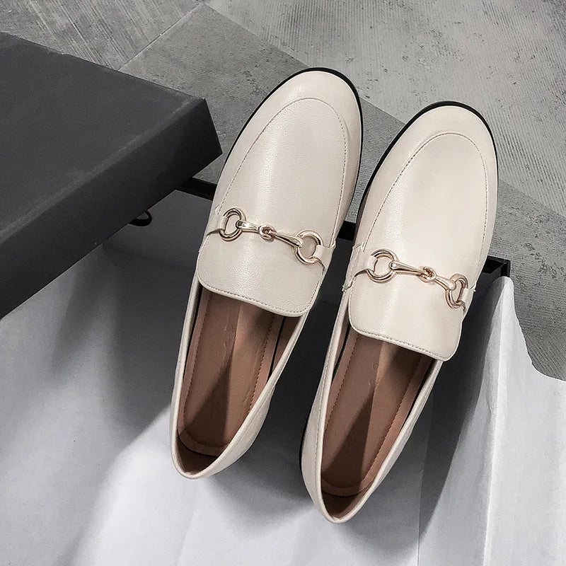 Women's Khaki Buckle Loafers