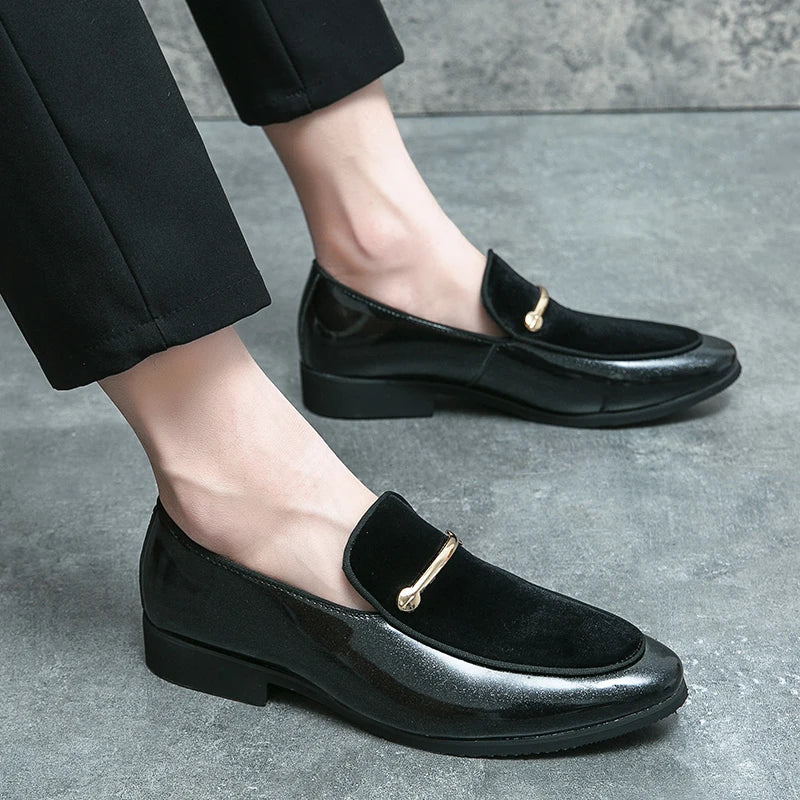 Fashion New Designer Slip on Suede Leather Driving Shoes for Men Black Blue Gentleman Formal Wedding Prom Dress Homecoming