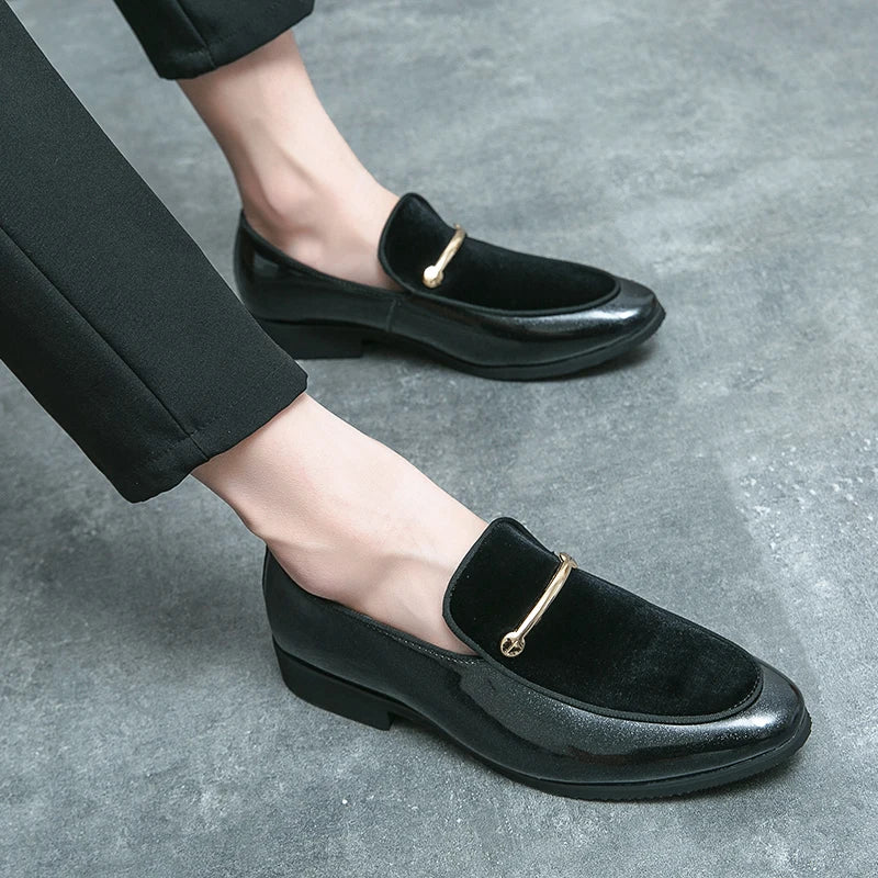 Fashion New Designer Slip on Suede Leather Driving Shoes for Men Black Blue Gentleman Formal Wedding Prom Dress Homecoming