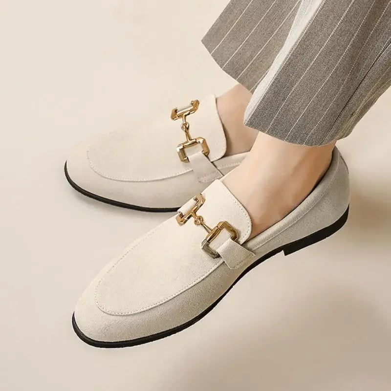 Lefu Men  New Pointed British Metal Buckle Fashion Comfortable Casual Shoes Size 38-46  Men's Style