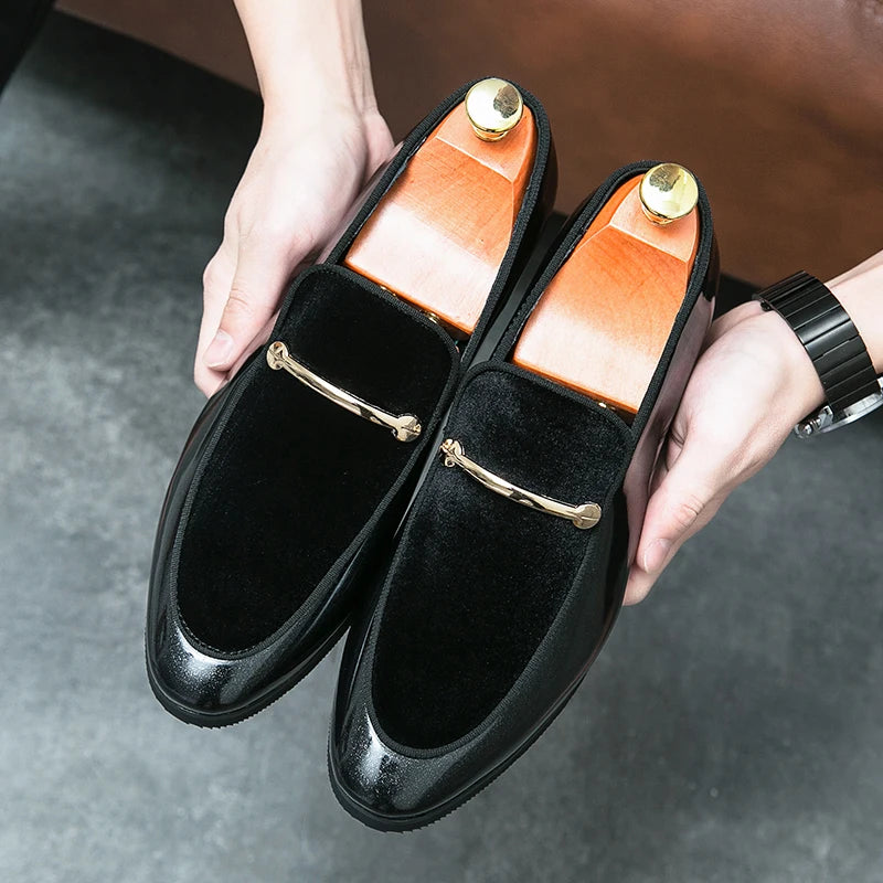 Fashion New Designer Slip on Suede Leather Driving Shoes for Men Black Blue Gentleman Formal Wedding Prom Dress Homecoming