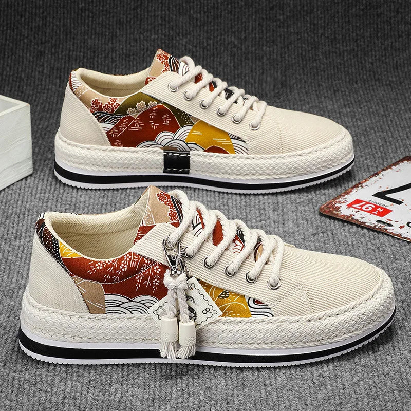 Men's Low-Top Canvas Platform Trainers