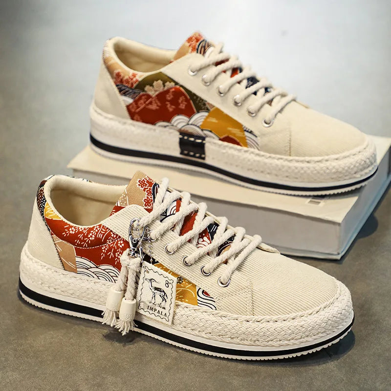 Men's Low-Top Canvas Platform Trainers