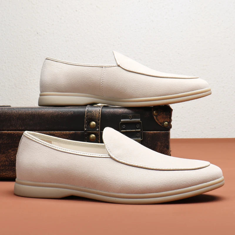 Fashion Men's Classic British Style Loafers Moccasins Men Casual Shoes Suede Leather Mens Light Comfortable Driving Flats