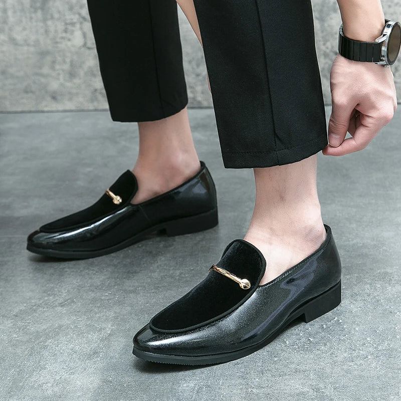 Fashion New Designer Slip on Suede Leather Driving Shoes for Men Black Blue Gentleman Formal Wedding Prom Dress Homecoming