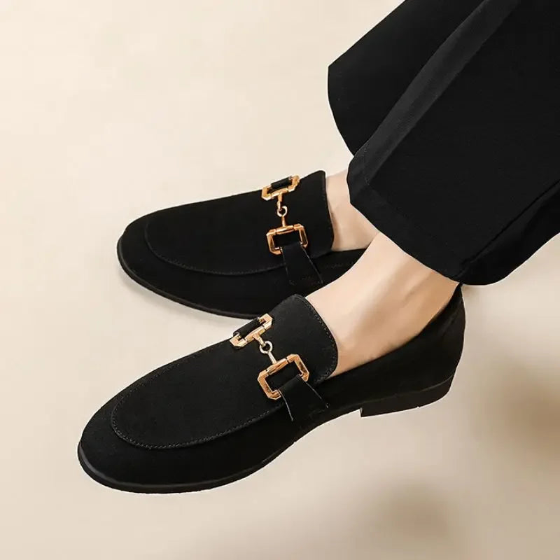 Lefu Men  New Pointed British Metal Buckle Fashion Comfortable Casual Shoes Size 38-46  Men's Style
