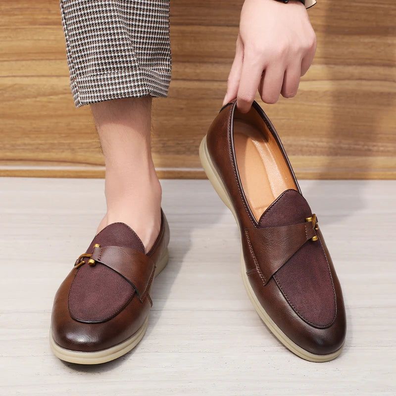 Fashion Men's Classic British Style Loafers Moccasins Men Casual Shoes Suede Leather Mens Light Comfortable Driving Flats