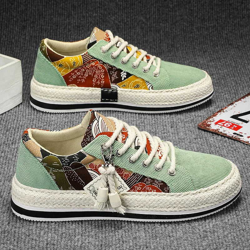 Men's Low-Top Canvas Platform Trainers