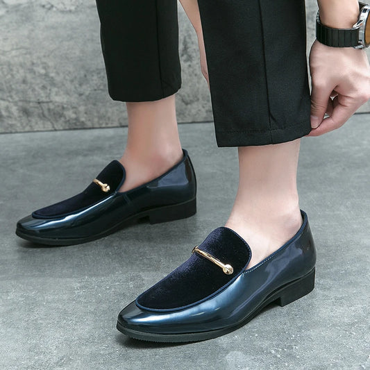 Fashion New Designer Slip on Suede Leather Driving Shoes for Men Black Blue Gentleman Formal Wedding Prom Dress Homecoming