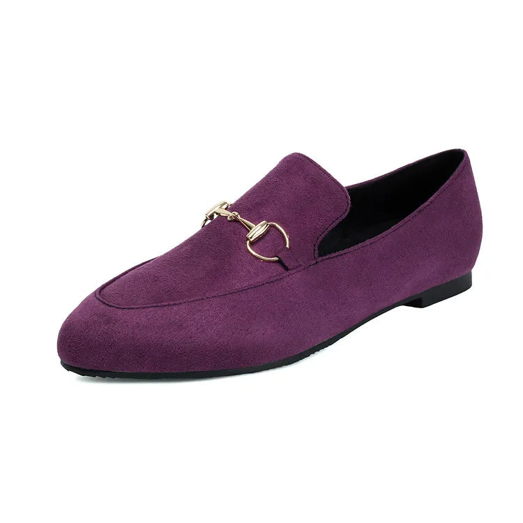 Women Loafers Fashionable Metal Buckle Casual Women's Shoes Flat Shoes Large size women's shoes spring autumn pwomen's shoe