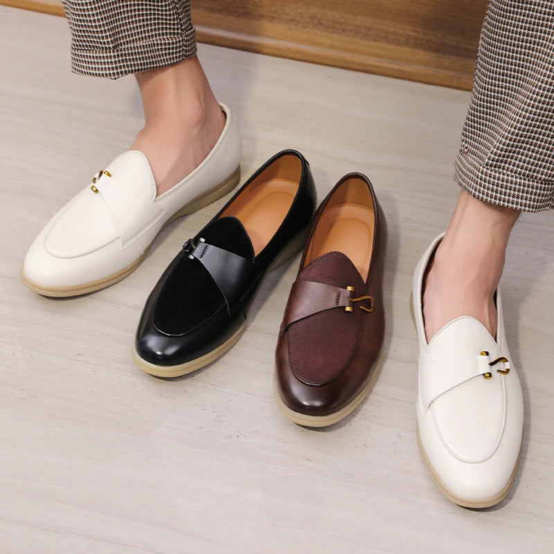 Fashion Men's Classic British Style Loafers Moccasins Men Casual Shoes Suede Leather Mens Light Comfortable Driving Flats