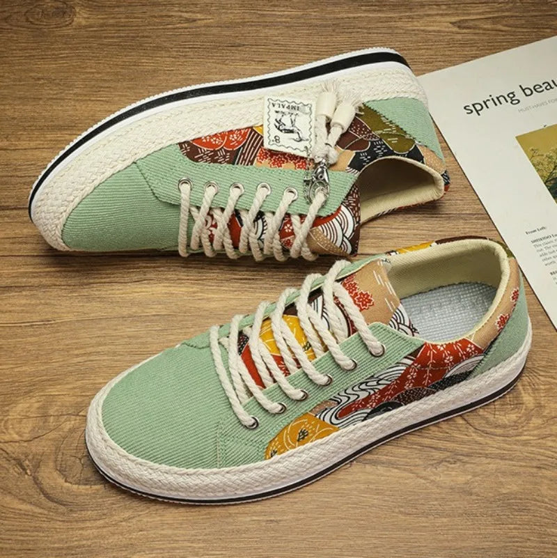 Men's Low-Top Canvas Platform Trainers